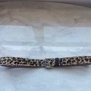 Nine West Leopard Print Belt with Silver Buckle